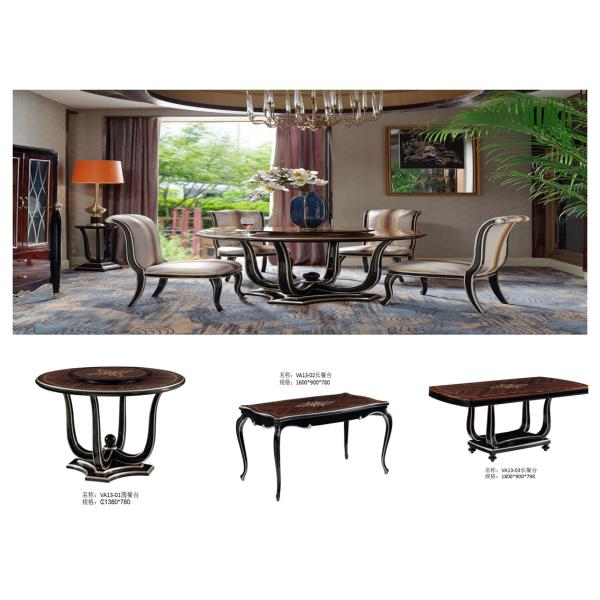 New classic Luxury Furniture Round Dining Tables and Wine Cabinet in glossy painting with Leather Upholstered Chairs