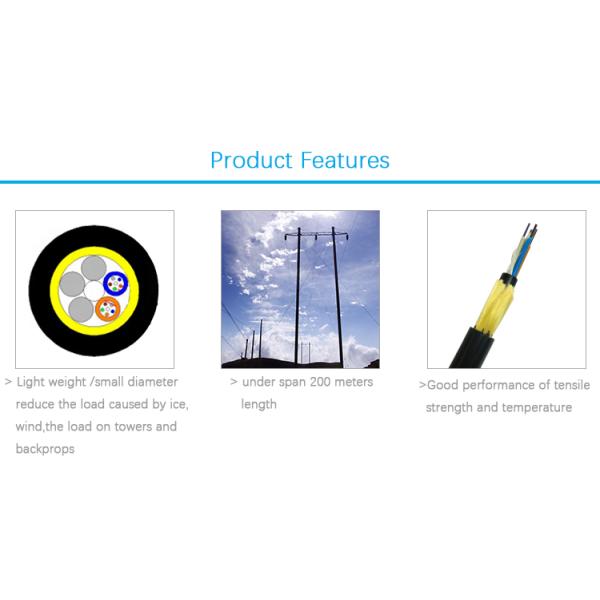 6 Core Single Mode Fiber Optic Cable Outdoor Overhead Aerial Dielectric Adss