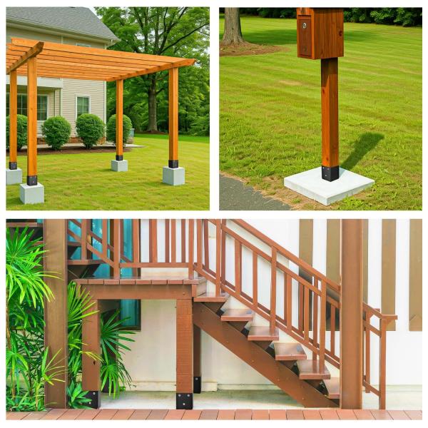 4x4 Post Base Holder Ground Spike for Concrete Deck, 12 Gauge Steel
