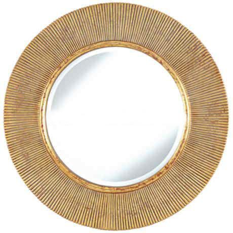 Antique Gold Bathroom Wall Mirror 34 Inch Round Stereoscopic Sunburst
