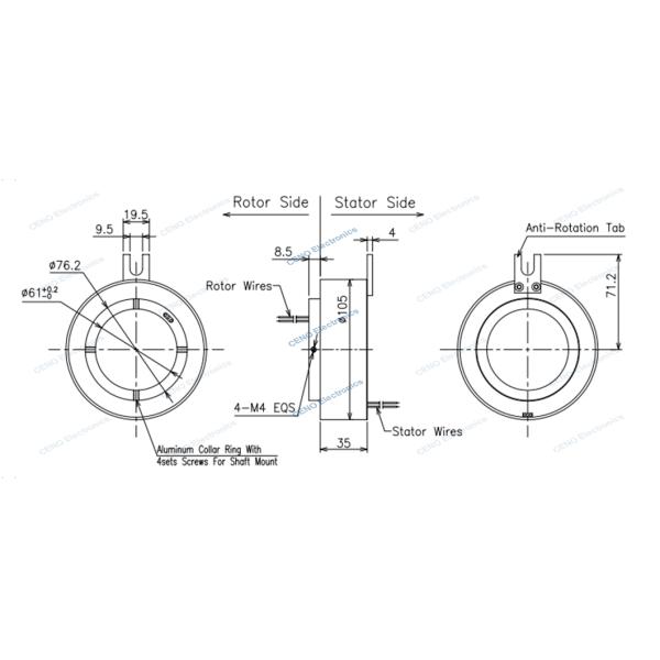 Anneaux de dérapage électriques conducteurs à travers trou avec joints électriques pour l'industrie