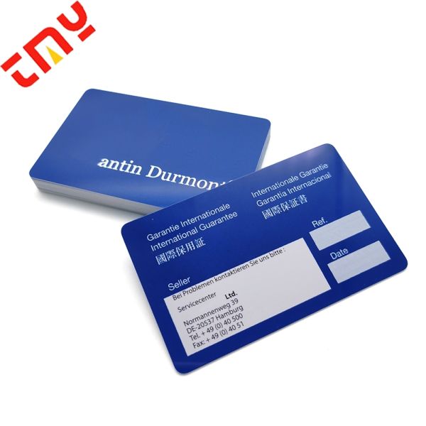 Custom Writable Pvc Plastic Authenticity Certificate Membership Luxury Brand Bag Jewelry Warranty Card