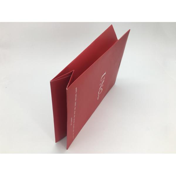 Red Bottom Folding Branded Paper Bags With Cotton Rope , Silver Foil Logo