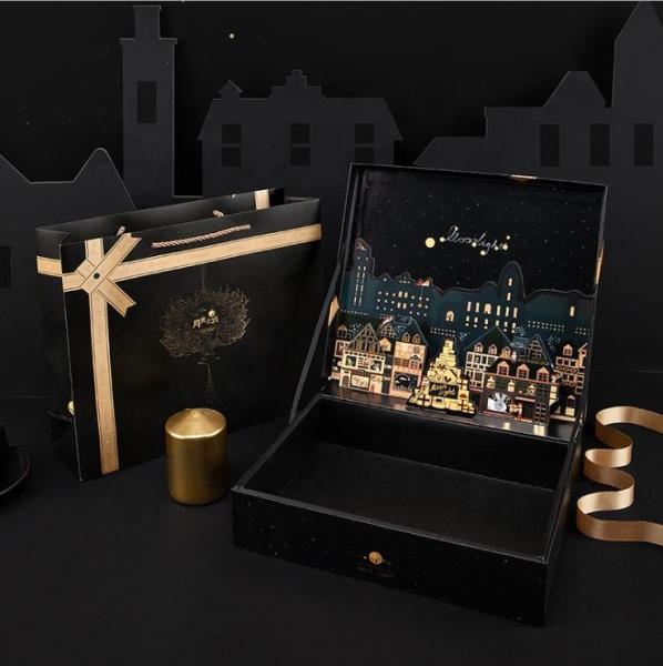 Luxury ECO-Friendly Wholesale  Recycled  Customised Printing  Food  Black  gift box with lid