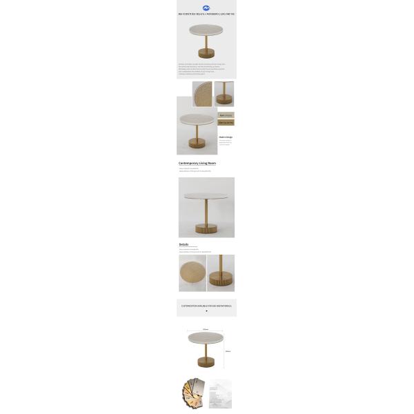 Sala de estar redonda pequena mesa final de aço inoxidável com ouro escovado acrílico espesso base de metal superior