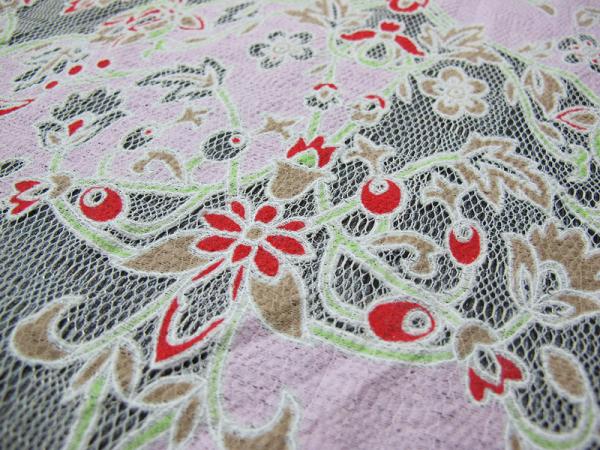 Unique Floral Polyester Lace Curtain Fabric Cotton With Eco-friendly Dyeing