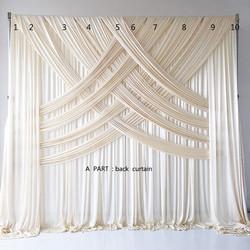 Decoração de casamento de luxo sob medida Cortinas de tecido branco de cortina dupla Cross Valance Decoração de casamento