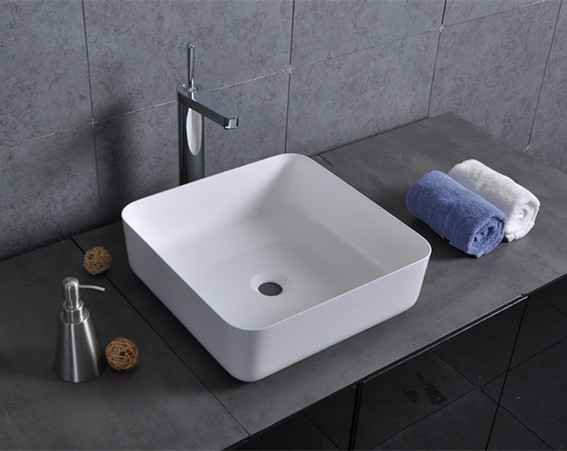 Square Shape Bathroom Countertop Basin Faucet Mount No Hole CUPC