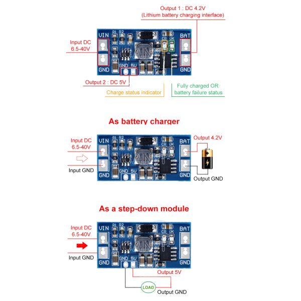 DC 6.5-40V To 4.2V 5V DD40CRA DC DC Step Down Converter Board