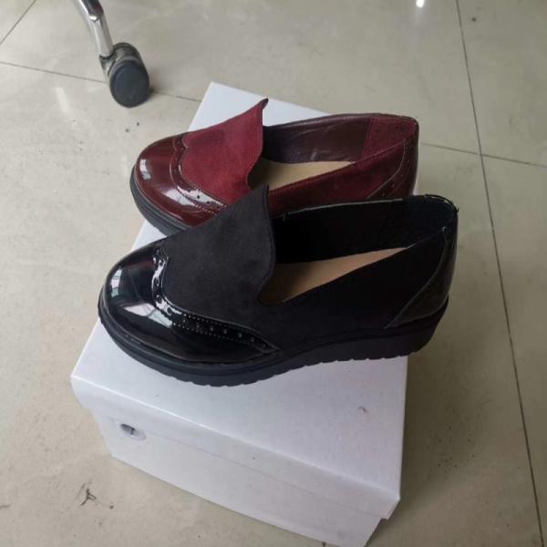 STOCKPAPA Ladies Burgundy Black Leather Oxford Shoes Size 36-41