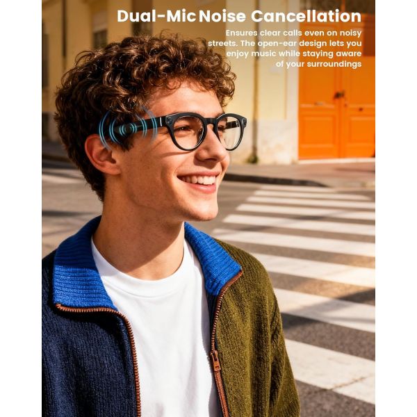 AI Smart Glasses With 8MP Camera, Real-Time Translation, 4K Video & Dual Microphone Noise Cancellation, Voice Assistant, For Travel, Vlogging, Meetings