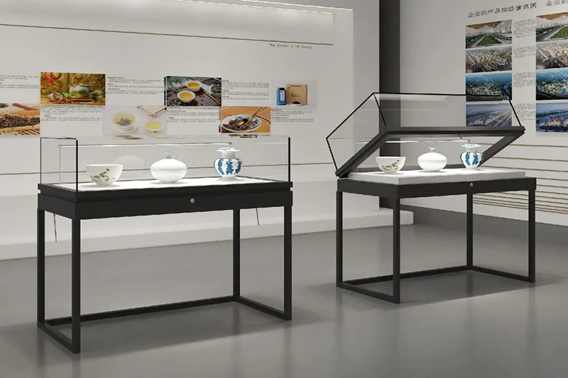 Anti-Glare Low-Iron Glass Museum Exhibit Cabinet with Lift-Open Lid and Multiple Base Options
