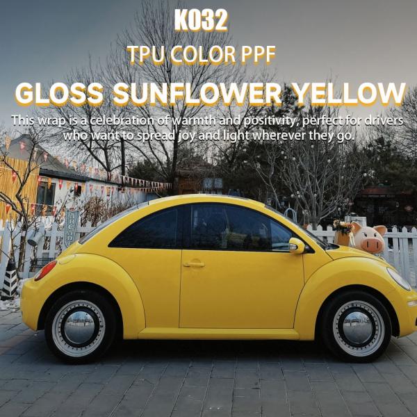 K032 Gloss Sunflower Yellow TPU Color Car Paint Protection Film Vinyl Wrapping Foil