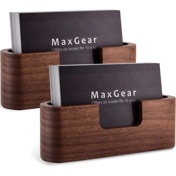 Escritorio natural Tarjeta de visita de madera Portador de notas Tarjetas de madera Estante de almacenamiento para oficina Mesa