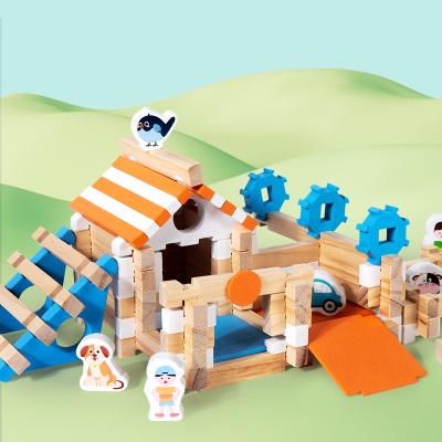 Creative Wooden Colorful Building Blocks Game Early Education Enlightenment Building Toy Educational Engineering Training Toy