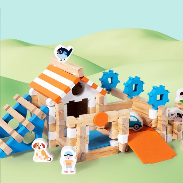 Creative Wooden Colorful Building Blocks Game Early Education Enlightenment Building Toy Educational Engineering Training Toy