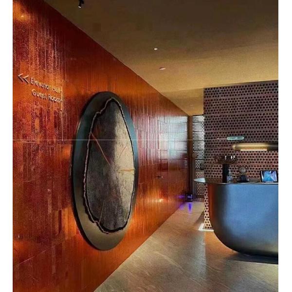 Thin Stone Shower Wall Panels Mixed Metal Plating Marble Look Wall Tile Indoor Bar Hotel