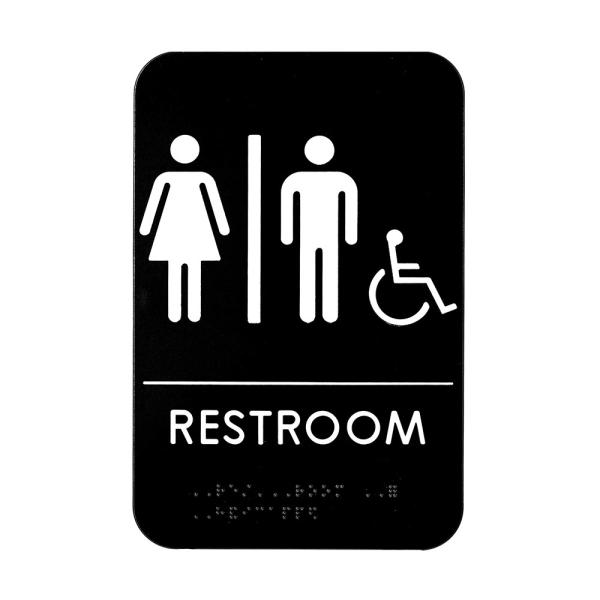 Adhesive Braille Unisex Restroom Symbol Sign For Bathroom