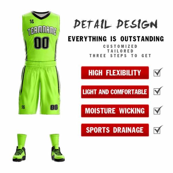 OEM Competition Clothing , High School Basketball Jerseys Bulk Plain Green Color