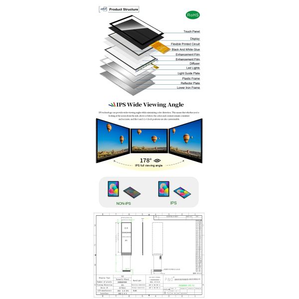 Polcd IPS 268x800 ST7701S High Brightness 700nits 3.0 inch TFT LCD Screen LCD Display