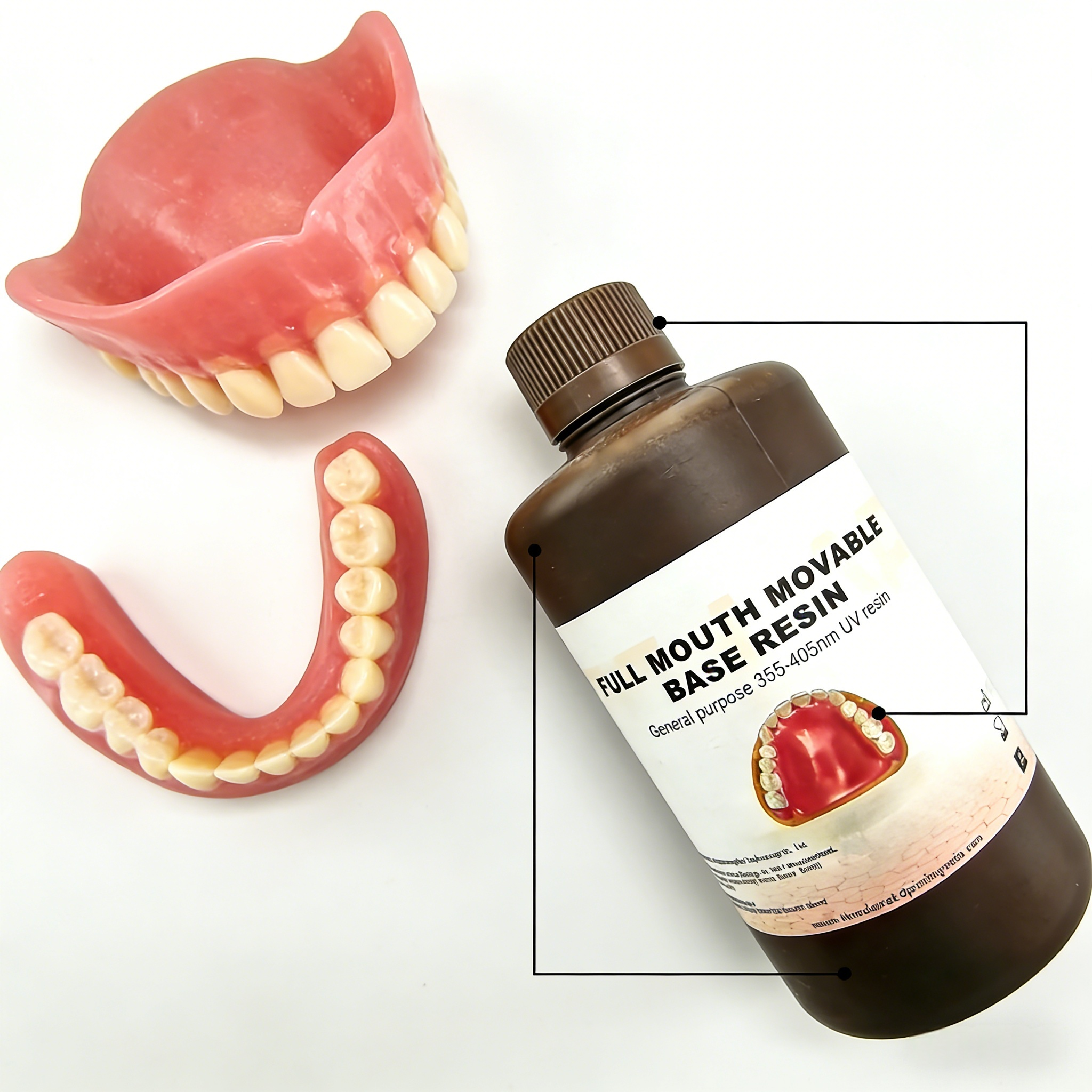 High Hardness Full Mouth Movable Base Resin Light Cured Low Water Absorption Ensuring Durable Dental Prosthetics Material