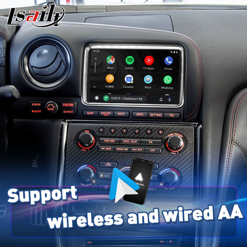 Lsailt Wireless Android Auto Multimedia Carplay Screen for 2011-2016 Nissan GTR R35 Black Edition Nisom Premium GT-R