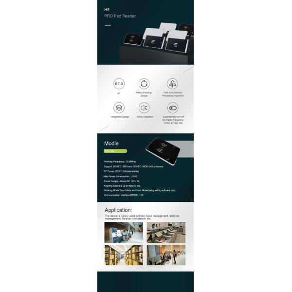 Escritor integrado protegido do ISO 15693 do leitor de USB RFID da longa distância do HF 13.56Mhz 45cm do leitor do RFID