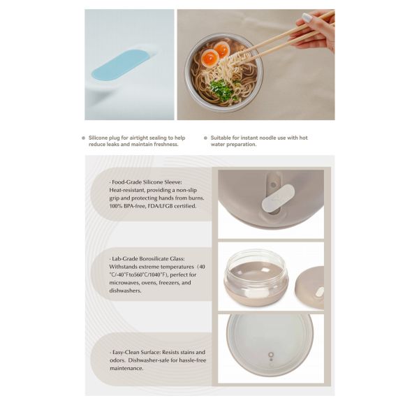 IKOO FDA Approved 1500ml Durable Glass VitaBowl 1000ml with Silicone Sleeve