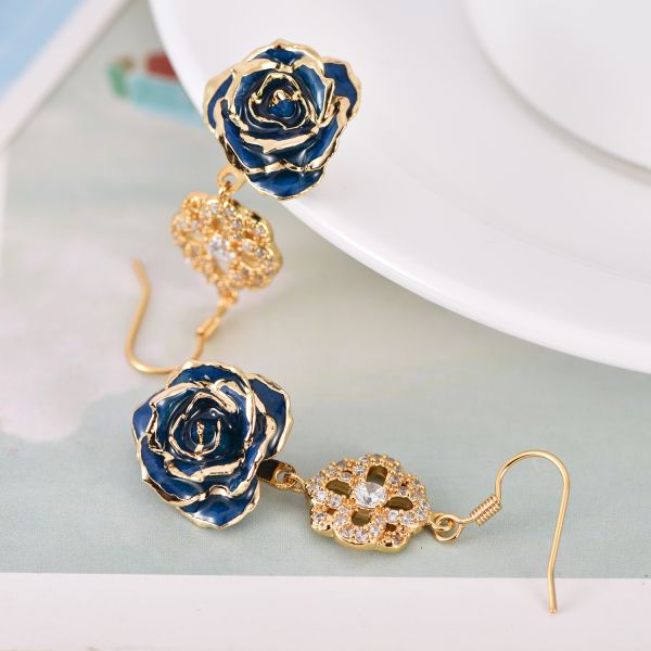 24k Gold Plated Rose Earrings Gifts Woman's  Rose  Earring Wholesale for Christmas  Valentine