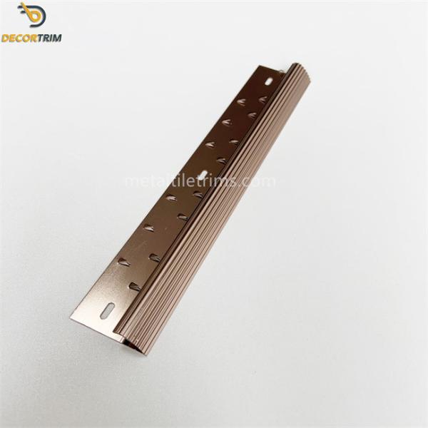 Shiny Coffee Carpet Edge Strip , Aluminum Carpet Trim With Gripper Fitting