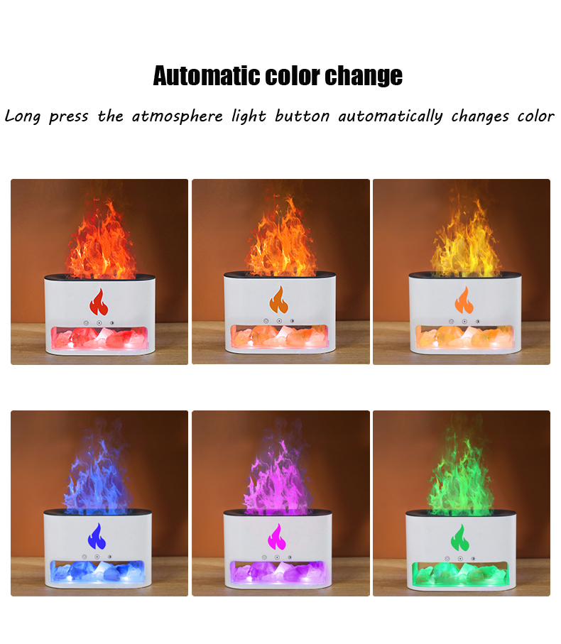 250ml USB Volcano 3D Flame Fire Himalayan Salt Stone Lamp Humidifier Aroma Scent Essential Oil Diffuser for Home Gift