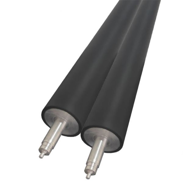 Cylindrical anti static rubber roller featuring low noise suitable for in flexible packaging and paper converting equipment