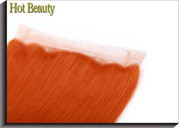Soft Orange Human Hair Lace Closure 4 * 13 Inch No Chemical Full Cuticle Aligned