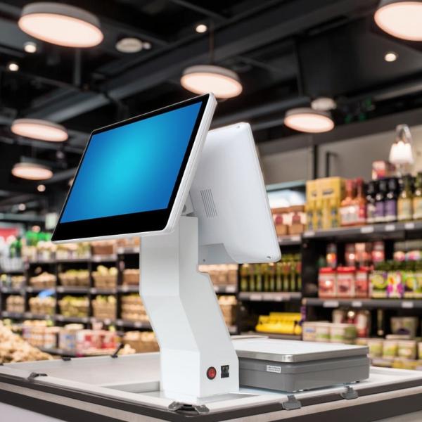 15.4 Inch Dual Screen Win Touch All in One Scale Weighing POS Supermarket Hotel's Ultimate POS Solution with WIFI/BT