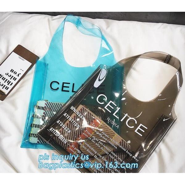 top pvc handle bag, Beach Tote waterpoof Bag Pvc Handle Bags, biodegradable PVC shopping bags die cut handle bag with lo