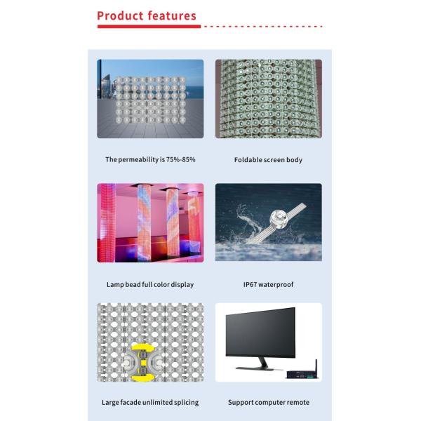 T12 LED Mesh Screen Outdoor Full Color CE RoHS FCC 12 мм Пиксельный свет
