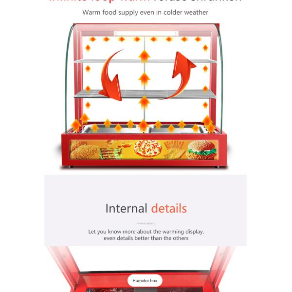 0.8kw Red Commercial Food Display Warmer for Restaurant Kitchen Equipment Benefit