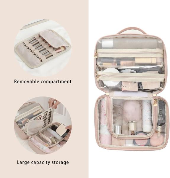 Travel Toiletry Bag for Women, Makeup Bag& Cases, Waterproof Makeup Organizer, Large Capacity Outdoor Travel Toiletries And Cosmetics Bag Three Piece Set Customization Convenient Storage Bag