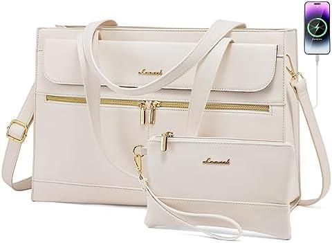 LOVEVOOK LAPTOP BAG FOR WOMEN 15.6 INCH LAPTOP TOTE WORK BAG PROFESSIONAL LEATHER COMPUTER BRIEFCASE WATERPROOF BUSINESS