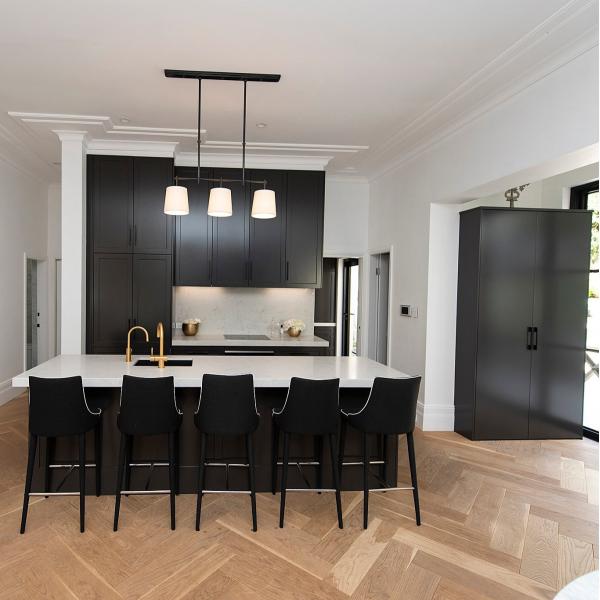 Modular Lacquer Kitchen Cabinet Modern Shaker Luxury Plywood Matte Black