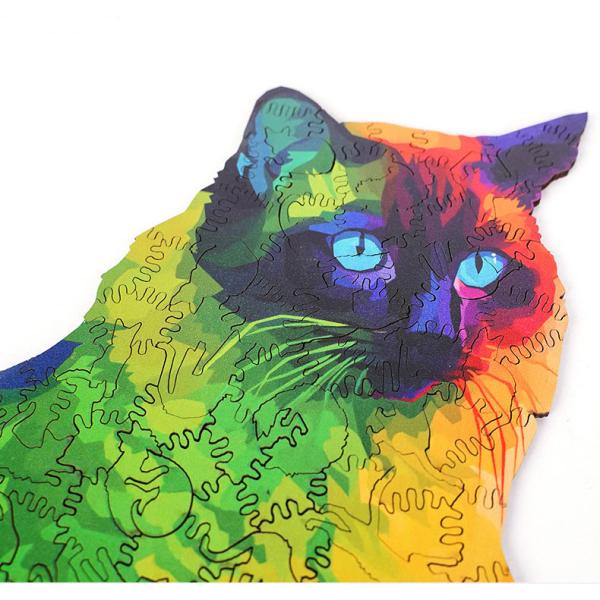 Rainbow Cat Discomforts Cat Alien Unisex Wooden Puzzle for Adults Perfect Birthday Gift