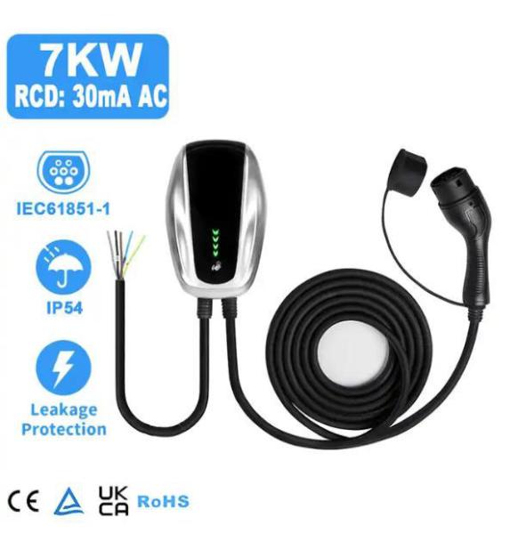Fast EV Charger Wall Mount IP54 32 Amp EV Charger Level 2 Wallbox