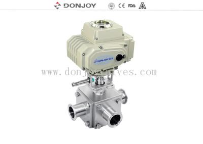 SS316L Electric Actuator L Port 1.5 Sanitary3 way non retention Ball Valve