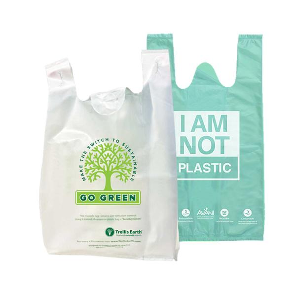 Biodegradable Plastic Compostable Vest Carrier Bags Cornstarch Customized