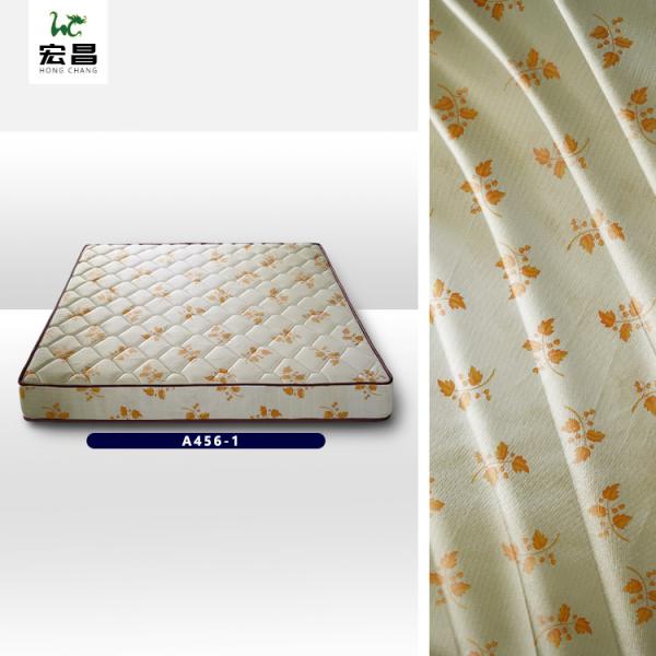Waterproof 215cm Beige Polyester Printed Mattress Cover Fabric 70g