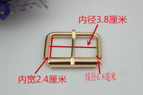 China Manufacturer Gold Nickel Free Plated 38 MM Iron Roller Single Prong Pin Buckles for Handbag