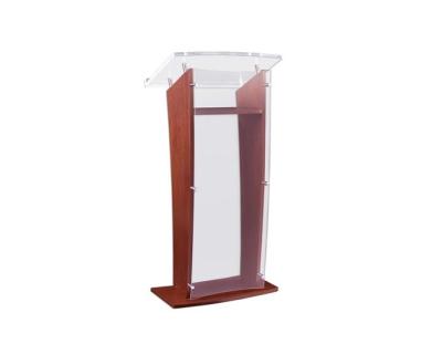 24 Wood Podium with Acrylic Front Panel Reading Surface, 48.75 tall