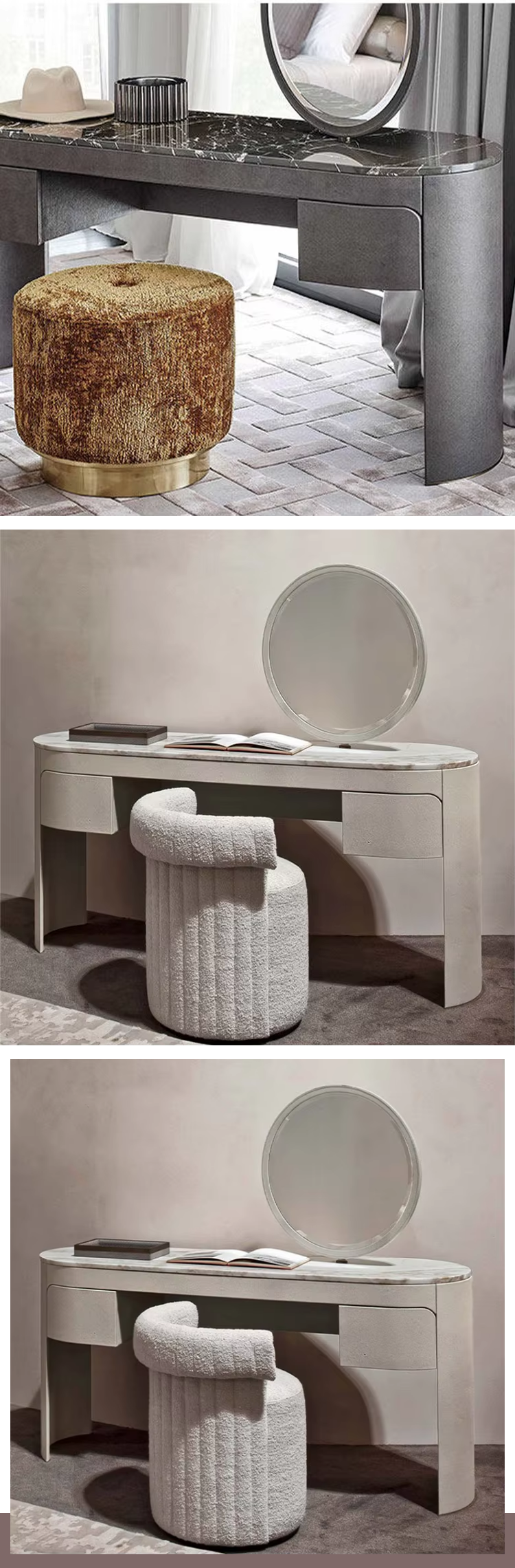 MOYI Custom Wholesale Modern Nordic Bedroom Space Saving Mirror Makeup Dressing Table
