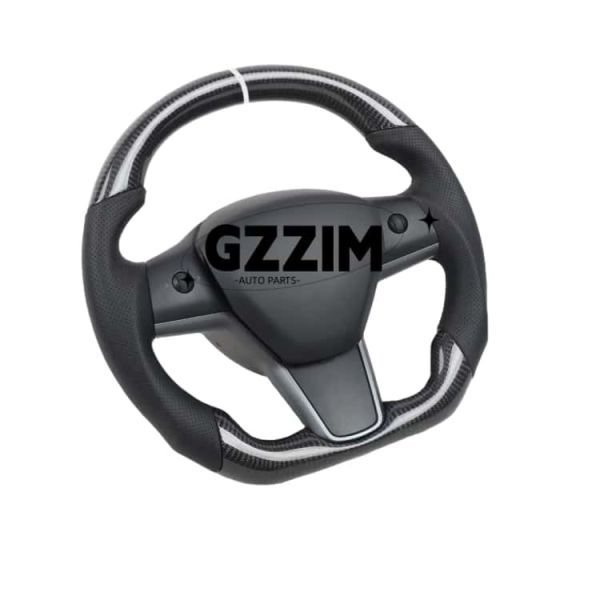 Hot Selling Black & White Carbon Fiber Car Steering Wheel for Tesla Model 3 Model Y