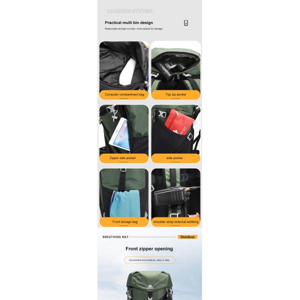 Outdoor 50L Waterproof Backpack ODM Ultralight Camping Backpack Nylon